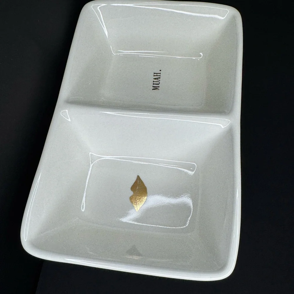 Rae Dunn White Ceramic Divided Dish